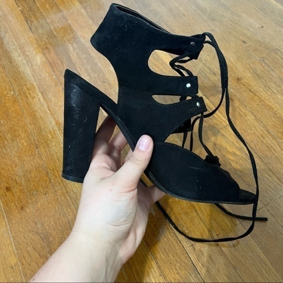 🩷 just fab black lace up chunky heels - Picture 10 of 12